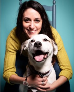 Author Amanda Davis posing with her dog